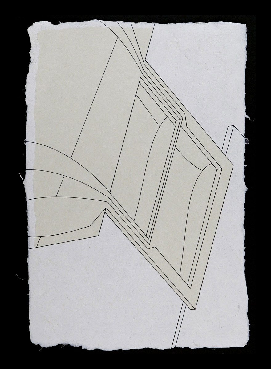 Nanomechanical amplifier overcomes the vexing problem of communication with the macroworld by providing up to 1,000 fold amplification of weak forces, 2009<b>Ink and Japan Paper on Handmade Yucatan Paper8" x 12"</b>